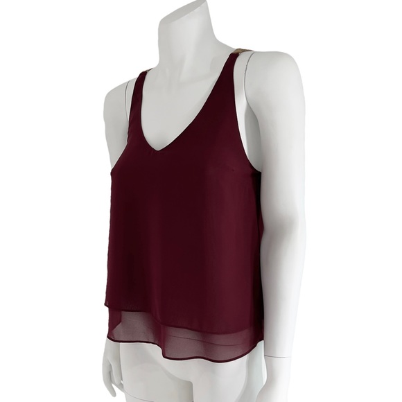 CHARLOTTE RUSSE Burgundy Double Layer Tank Top with Chain Back Straps size XS - Picture 4 of 14